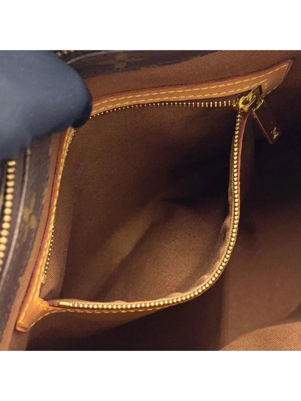 Louis Vuitton Cabas Piano Monogram Leather Brown Light Tote Gold
